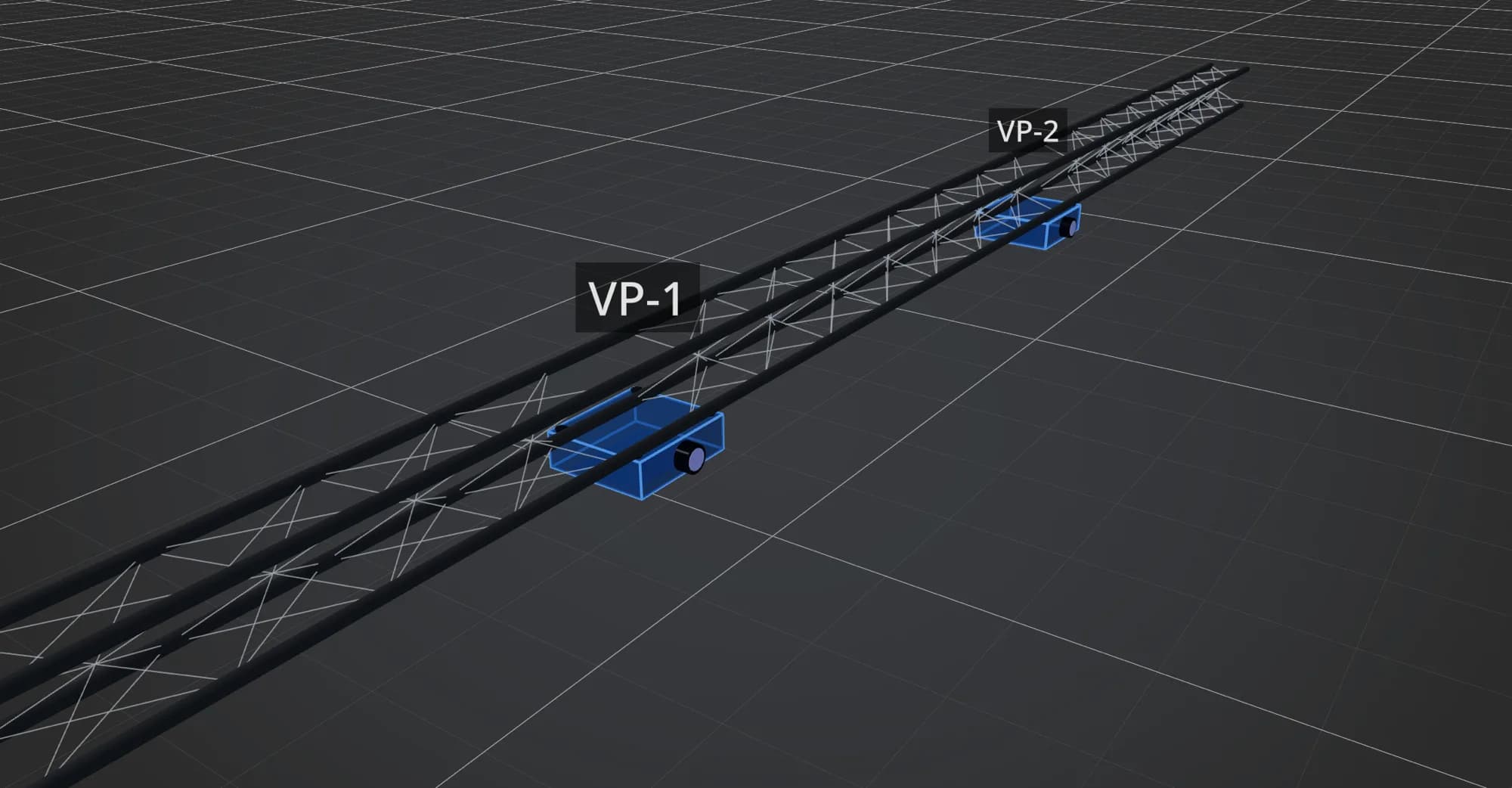 Projectors rigged under a truss in the scene.