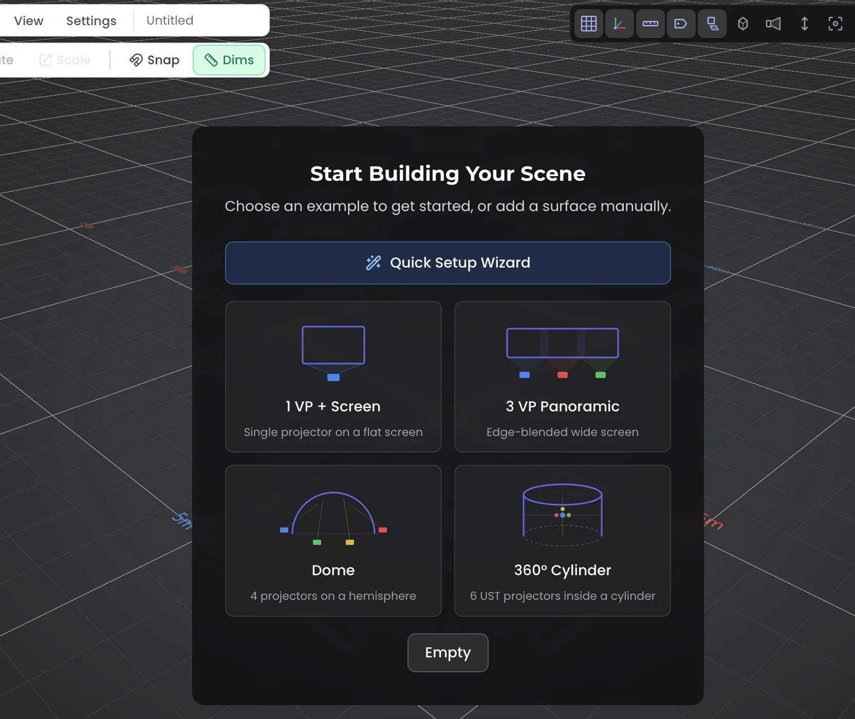 ProjectHub with Quick Setup open