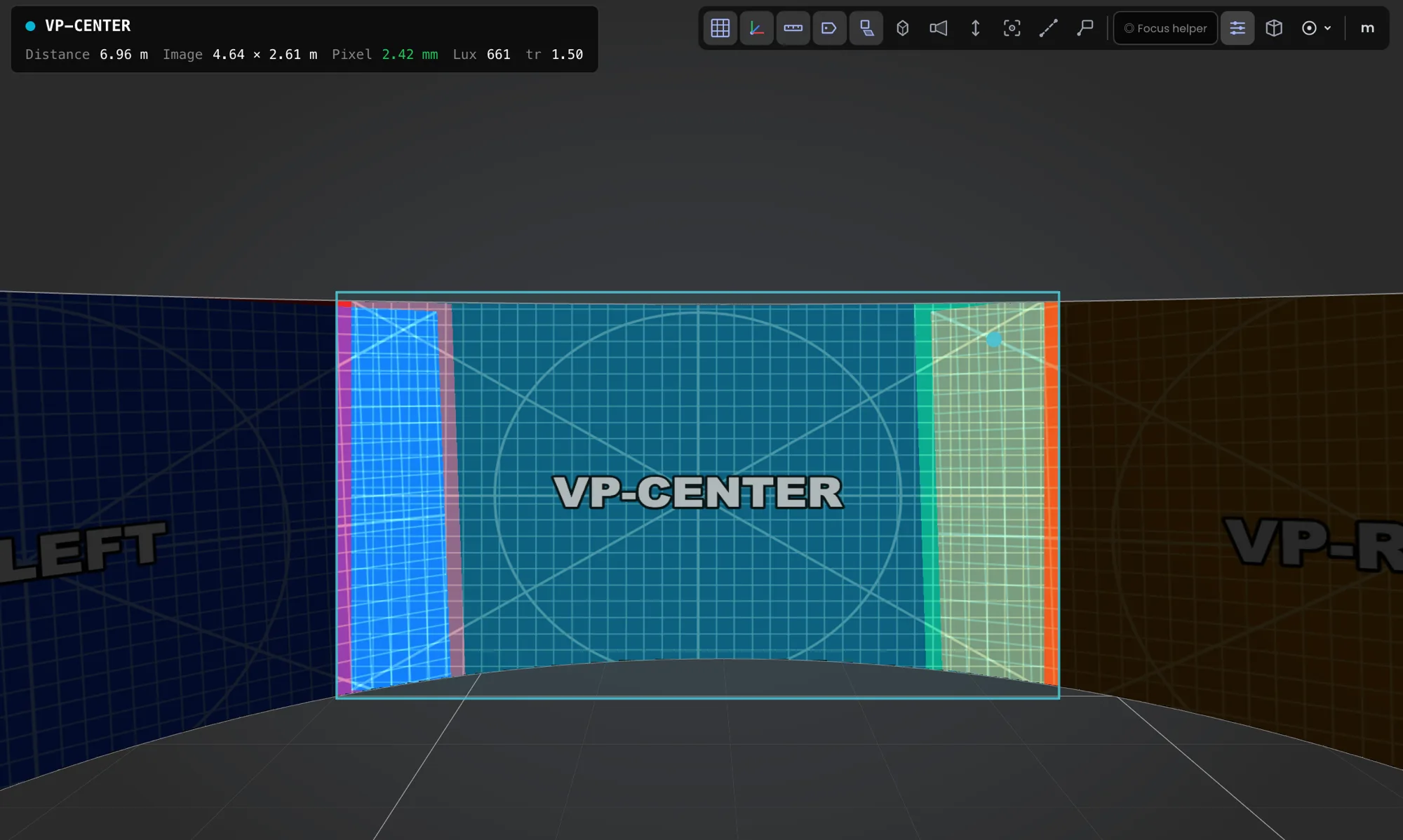 POV projecteur en temps réel, avec les données photométriques